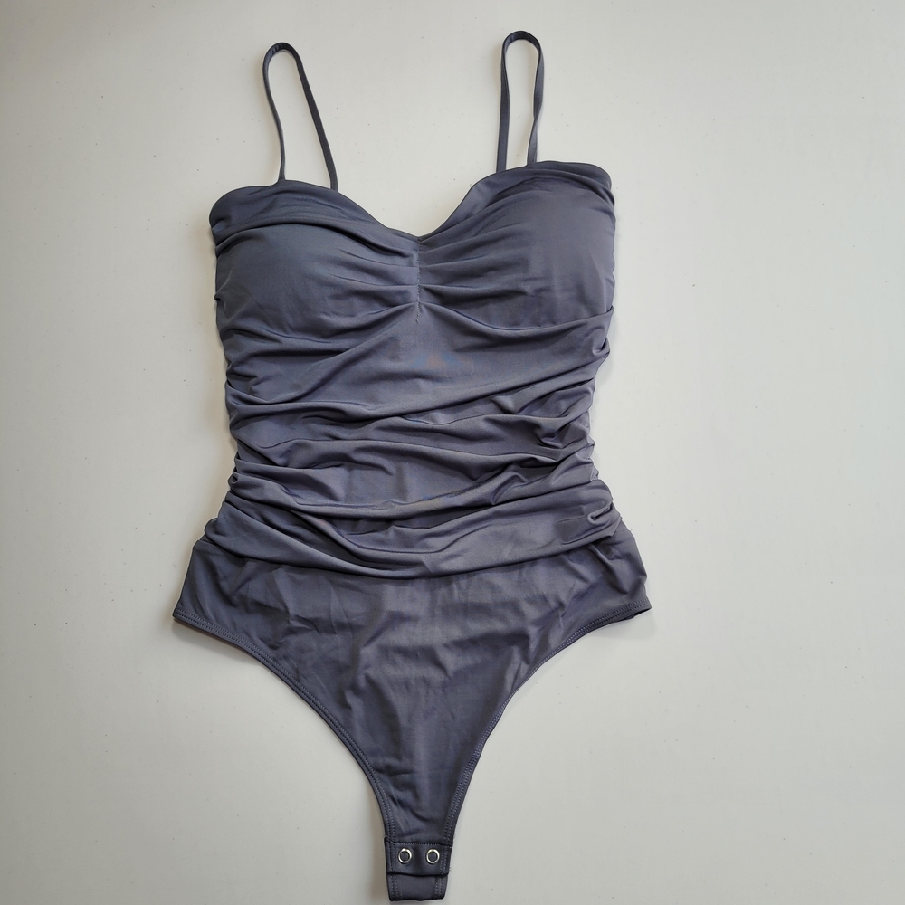 Express Womens Medium Slate Blue Body Contour Compression Bodysuit NWT